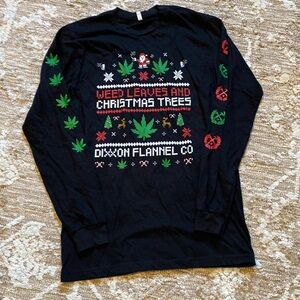 Dixxon Weed Leaves Christmas Long Sleeve Tee Shirt
